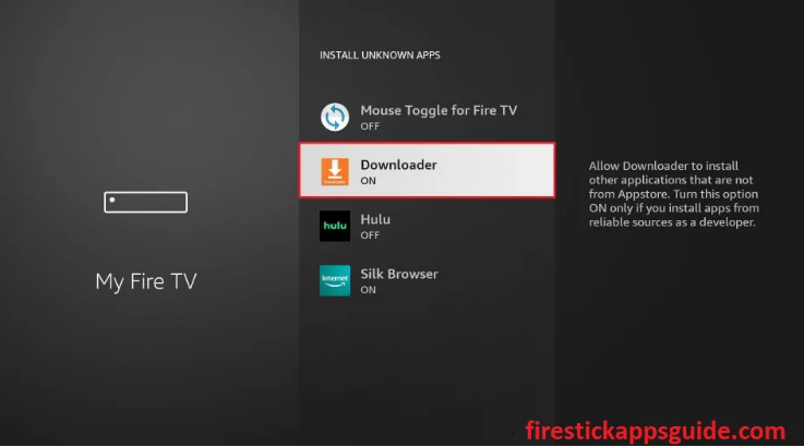 Turn on Downloader to install Precise Volume on Firestick