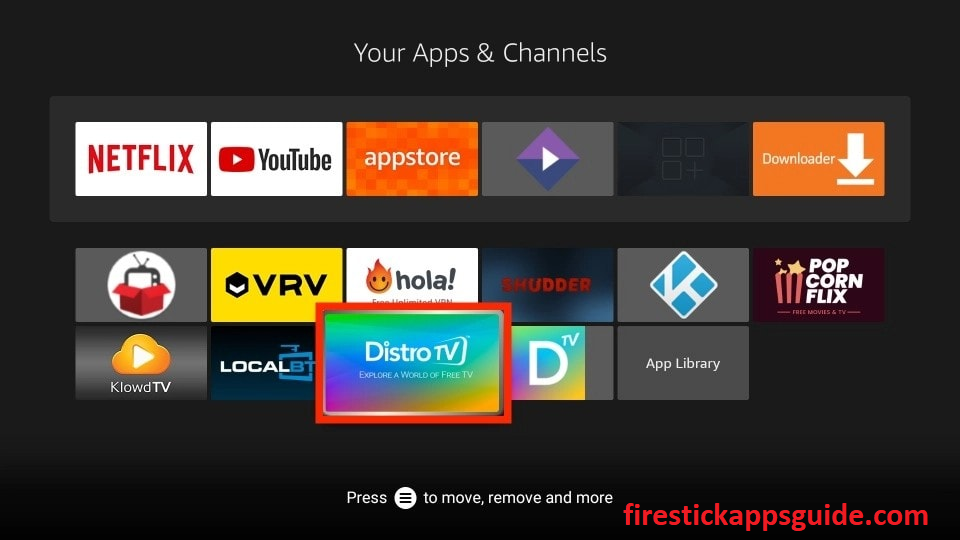 Select the DistroTV app