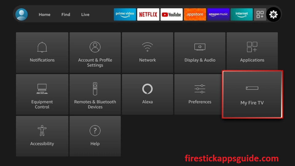Select the My Fire TV tile