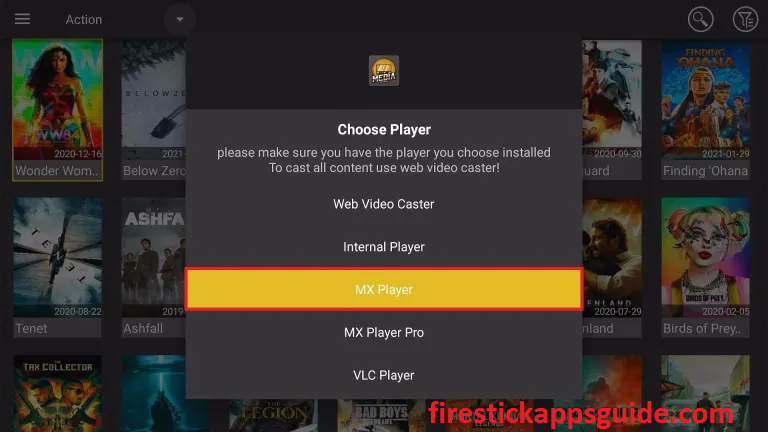 choose MX Player from the list
