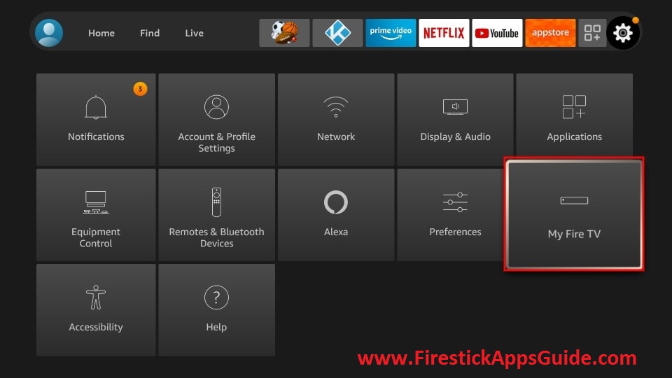  Select the My Fire TV tile