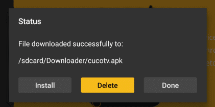 click delete to delete the apk file on