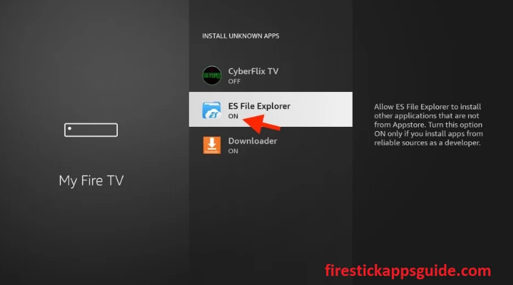 Turn on ES File Explorer to get iMPlayer on Firestick