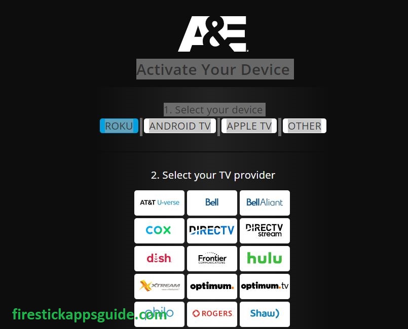 Select your device and TV provider