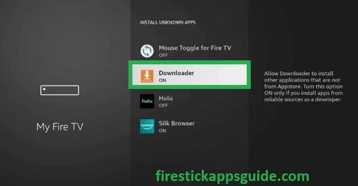 Turn on Downloader to install A&E on Firestick