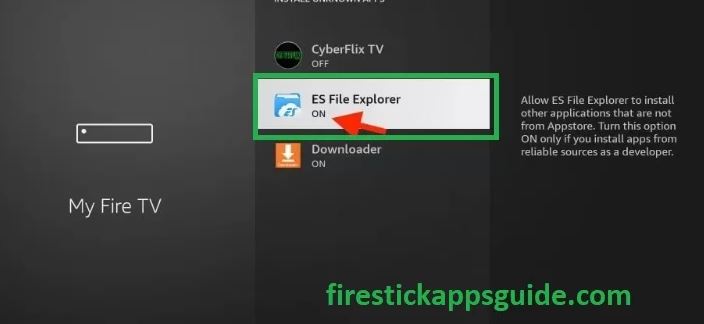 Turn on ES File Explorer to sideload CineHub apk