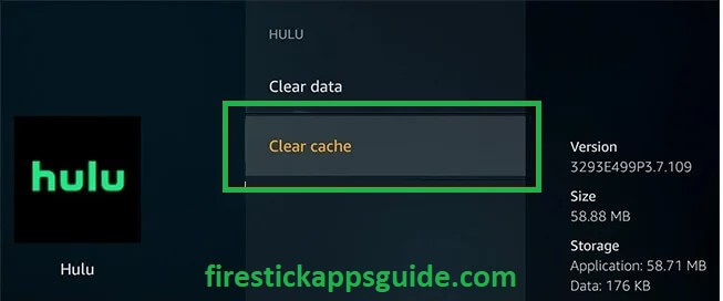 Hit Clear Cache option on Hulu