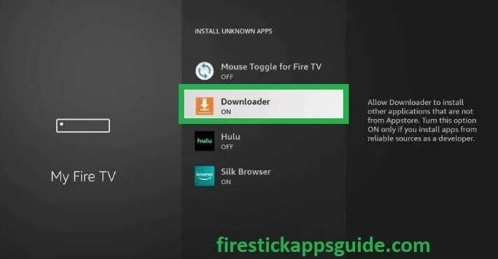 Turn on the Downloader to install the Samsung TV Plus on Firestick