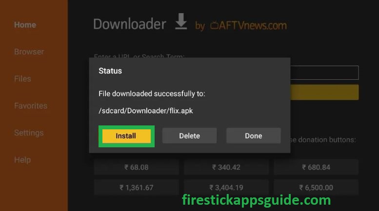 tap the Install button to get Flix IPTV