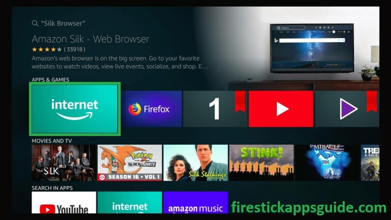 Choose the slik browser from the apps section on Firestick