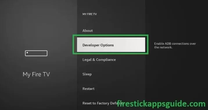 Select Developer options