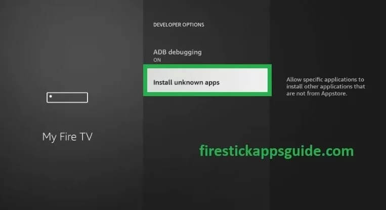Tap install unknown apps on Firestick