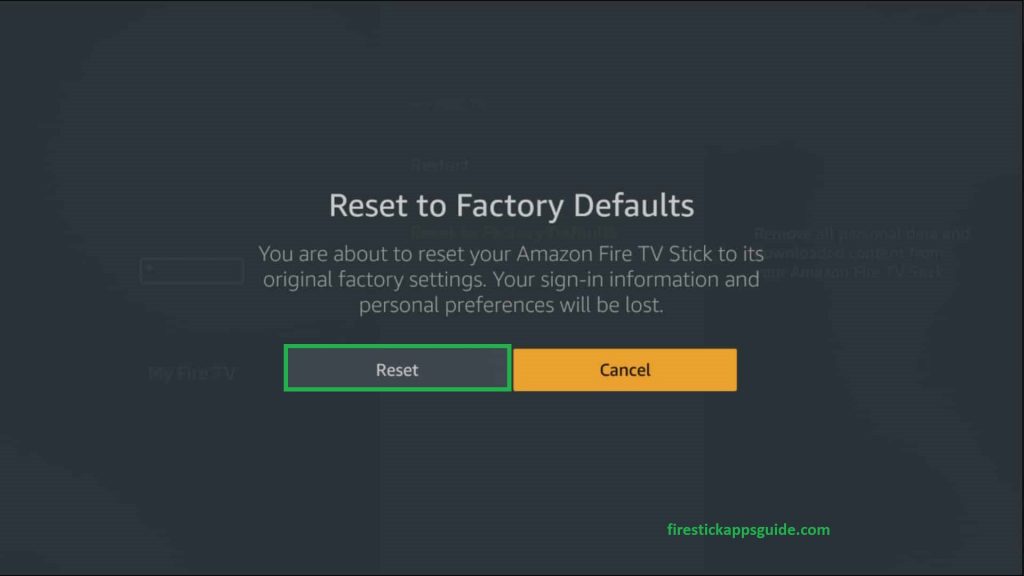 Tap the Reset button to stop buffering on Firestick