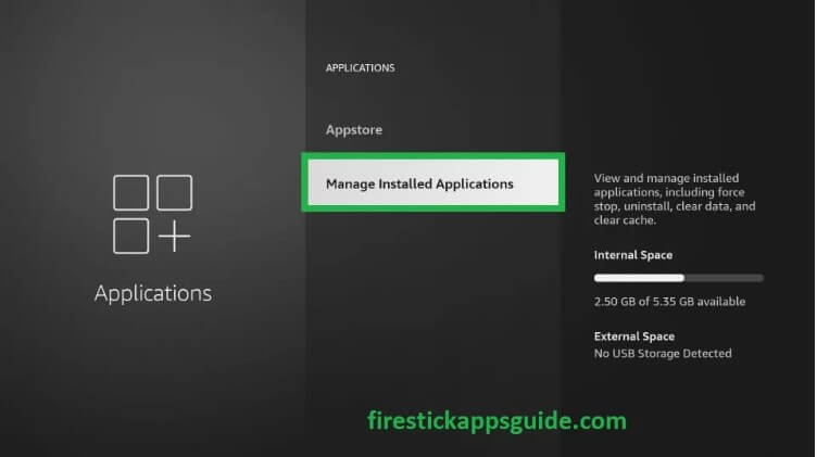 Open Manage Installed Applications