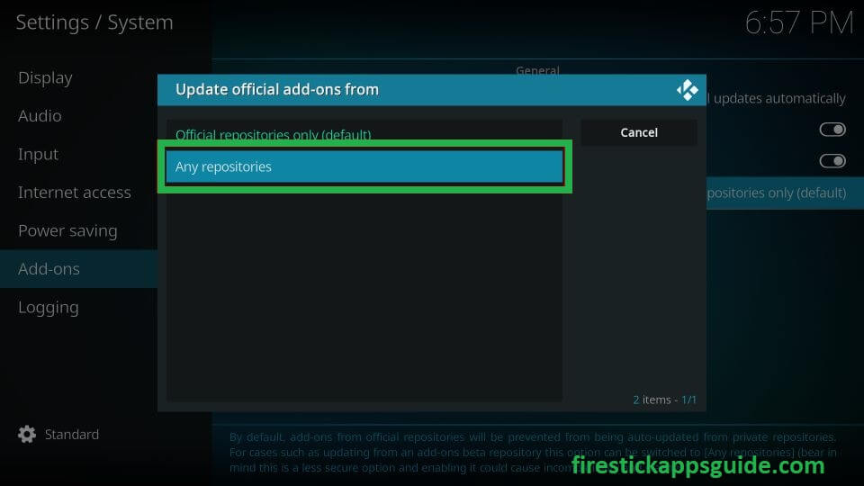 Select Any repositories