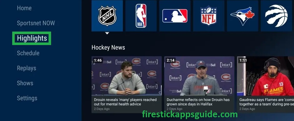 click the Sportsnet Now option