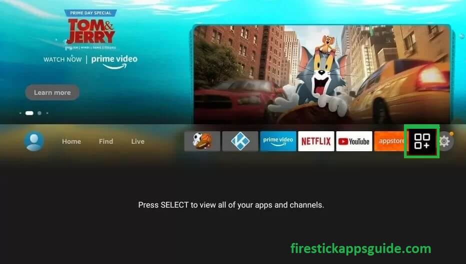 Hit on Applications icon to select the MediaBox app on Firestick