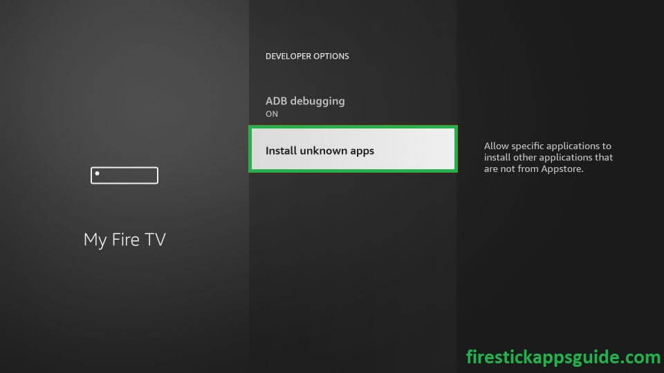 Install app from unknown sources to install the Downloader app on Firestick