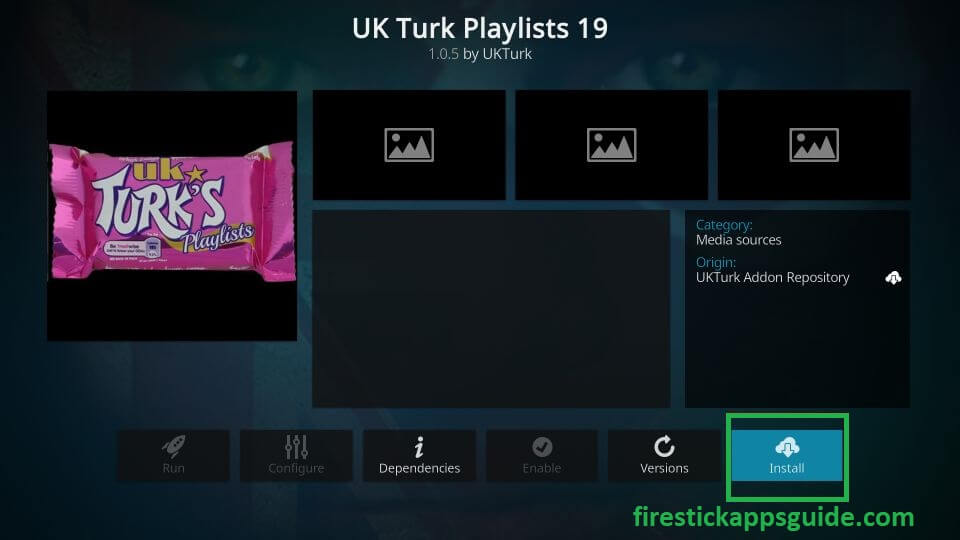 Hit Install button to watch UK Turks on Firestick