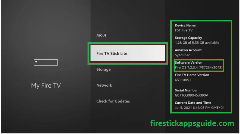 Choose Firestick and Update the latest software version