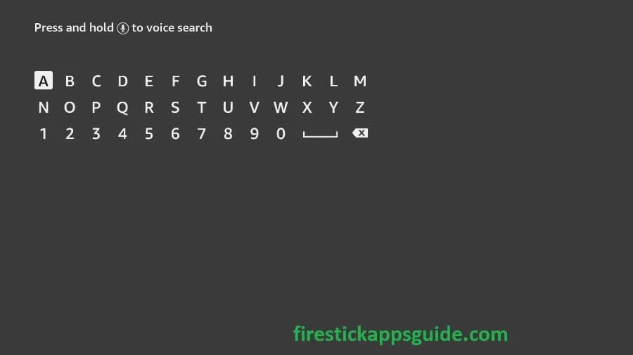 Type My5 on Firestick keyboard
