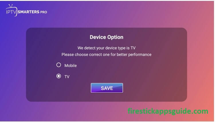 Choose the TV option