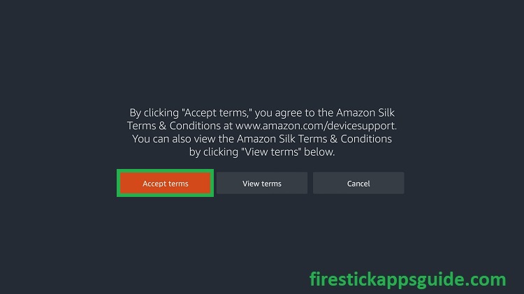 Hit on Accept terms to stream The Zeus Network on your Firestick