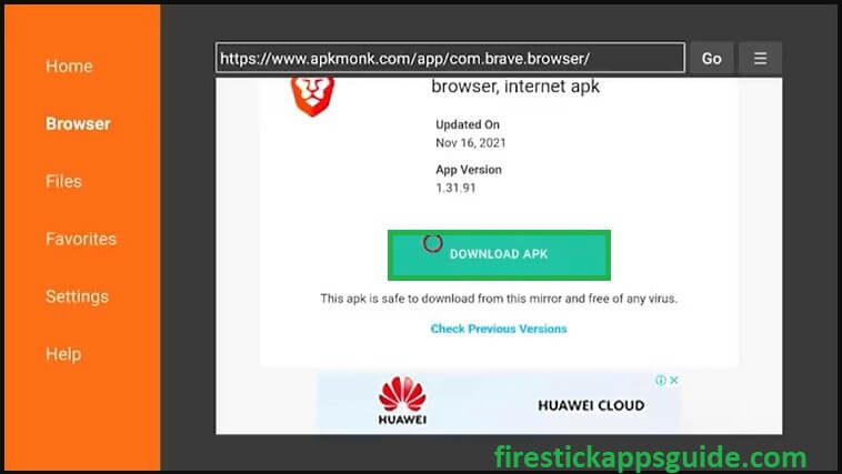 Download the Brave Browser Firestick APK
