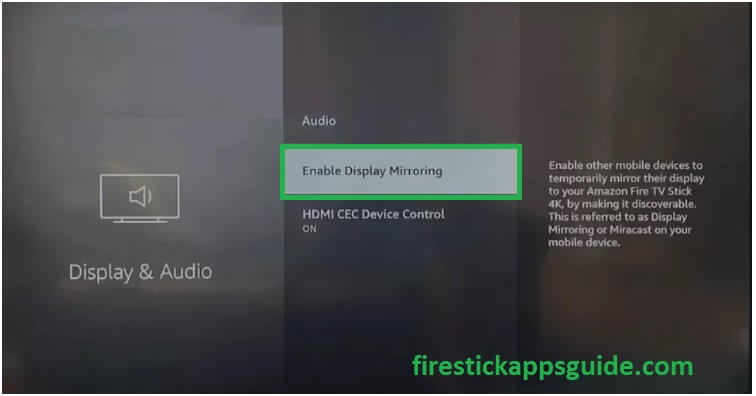 Enable display mirroring to mirror  Cox Contour to Firestick
