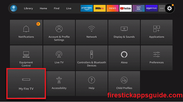 Click on My Fire TV. TOD on Firestick