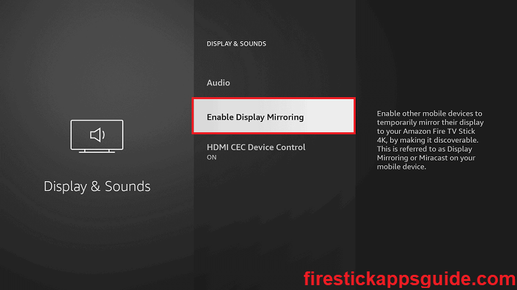 Enable Display Mirroring. spotify on Firestick