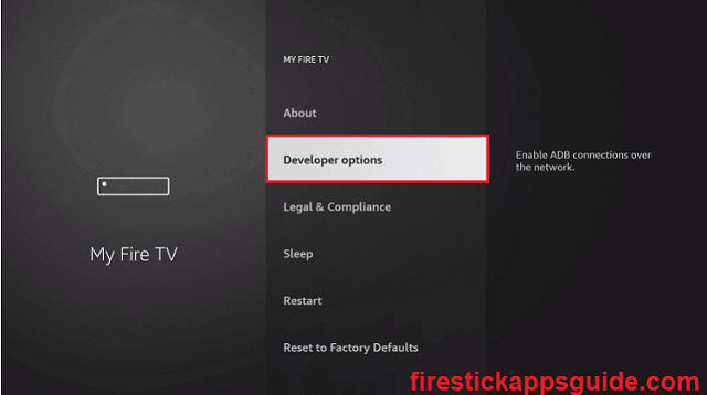 Developer Options youtube kids Firestick