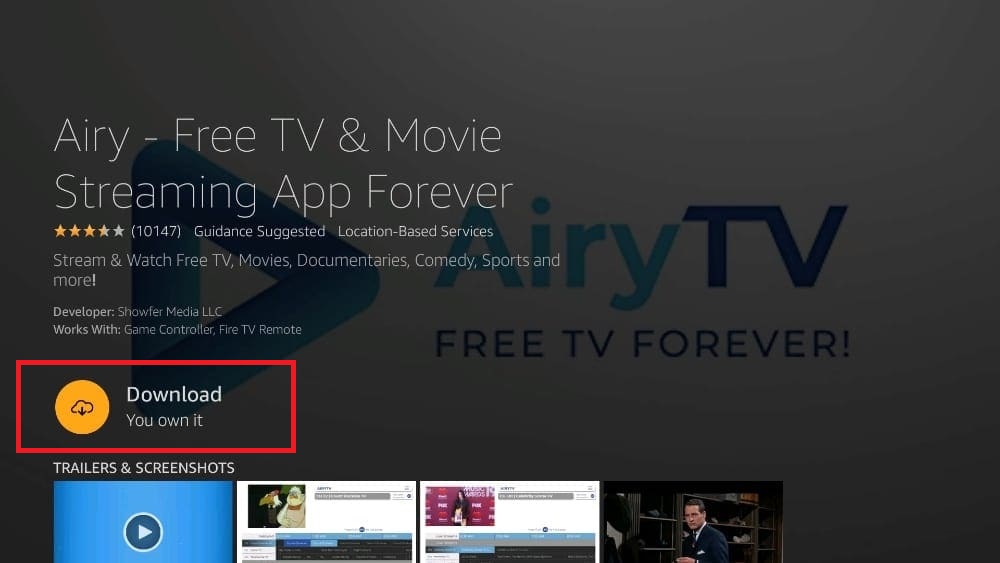 click the Download button to get Airy TV