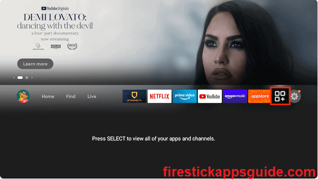 Select Apps. Amazon Music on Firestick