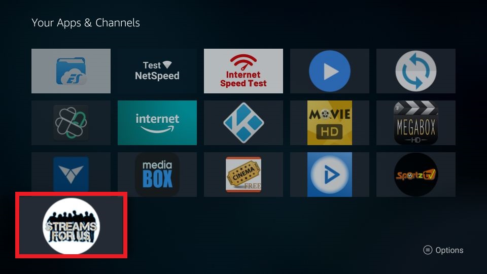select the Streams for US app