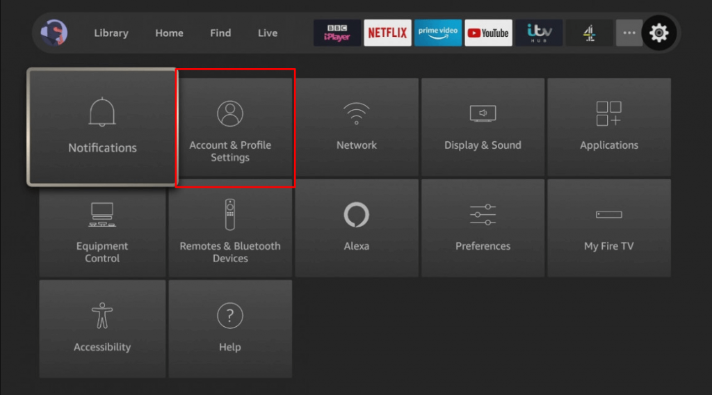 account & Profile Settings mentioned in red box.