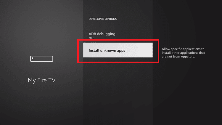 Select Install Unknonw Apps on Firestick
