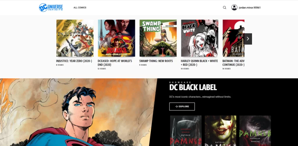 Choose your favorite comic from the DC Universe home screen. 