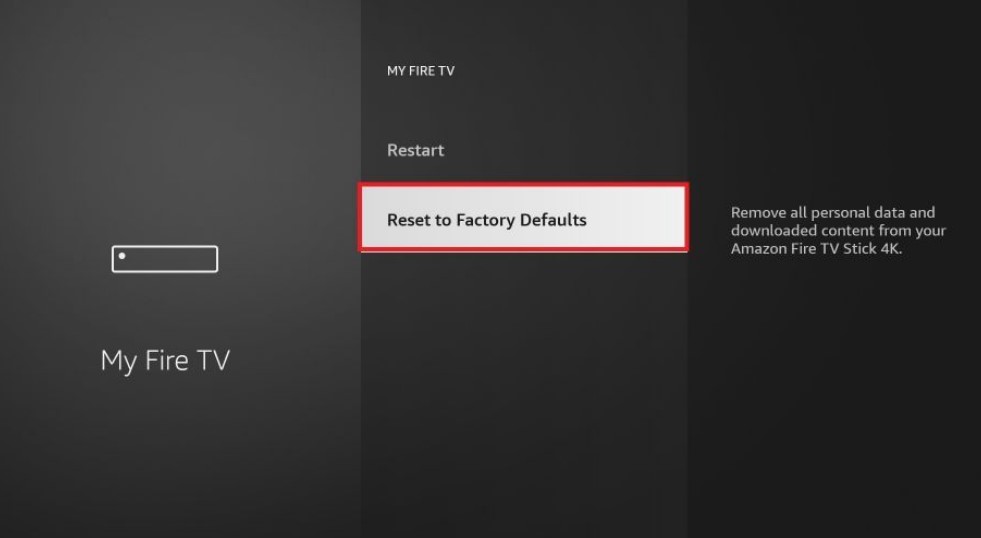 Reset Firestick to fix black screen