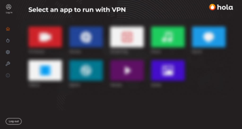 Select an app to use Hola VPN